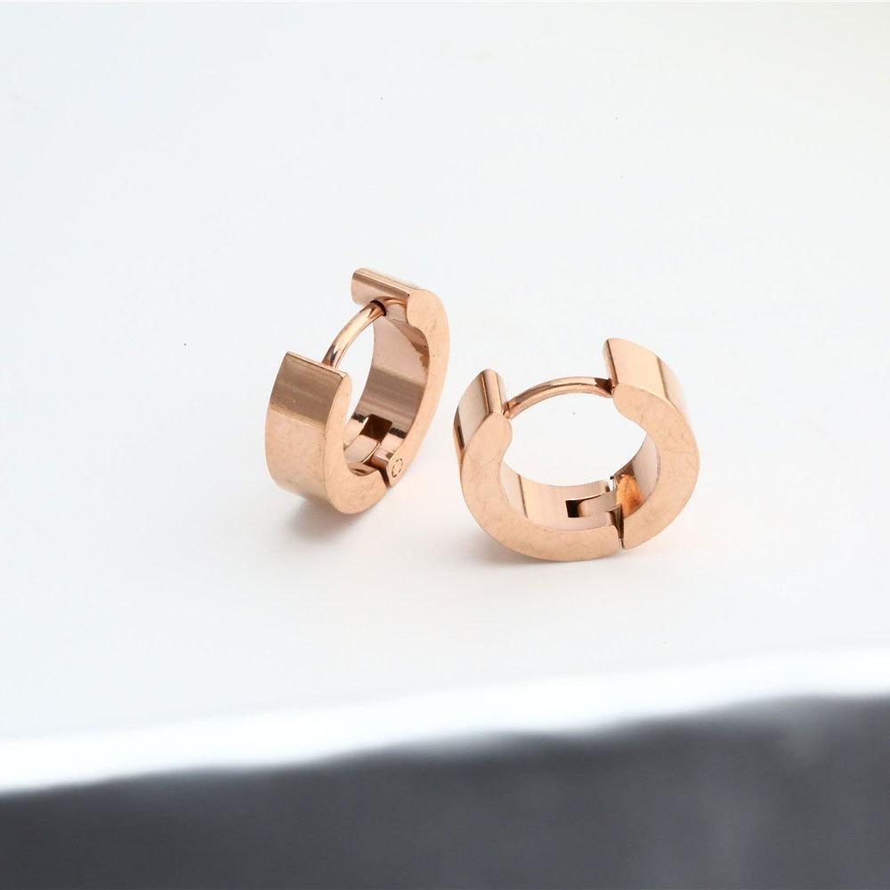 2pcs Stainless Steel Round Huggie Hoop Earrings Unisex Ear Buckle New Piercing Ear Studs Men