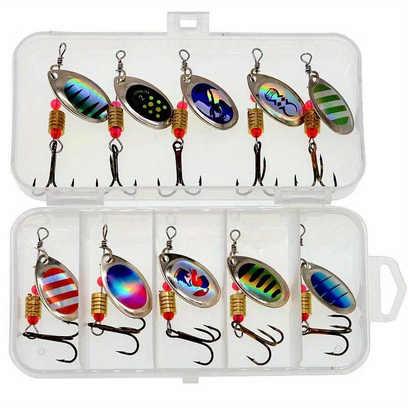 10pcs/Set Hard Bait Metal Spinner Baits Kit Fishing Lures Spinnerbait for Bass Trout Salmon with Tackle Boxes Lure
