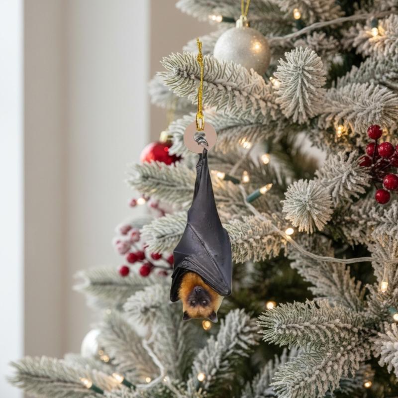 Рождественский ornament-летучая мышь, Подвесной ornament-летучая мышь для елки, Реалистичный Декор-летучая мышь Сила-Вниз, Жуткий Рождественский подвесной ornament, Летучие мыши-Ужасы