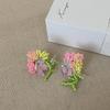 Серьги-гвоздики «Свежий полевой ветер» ручной работы из бисера и цветочного букета, женские летние сладкие нежные серьги Dopamine