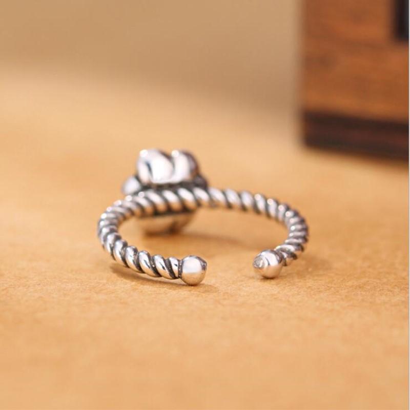 New Retro Personality Black Rose Creative Exquisite 925 Sterling Silver Jewelry Beautiful Flower Gift Opening Rings R072