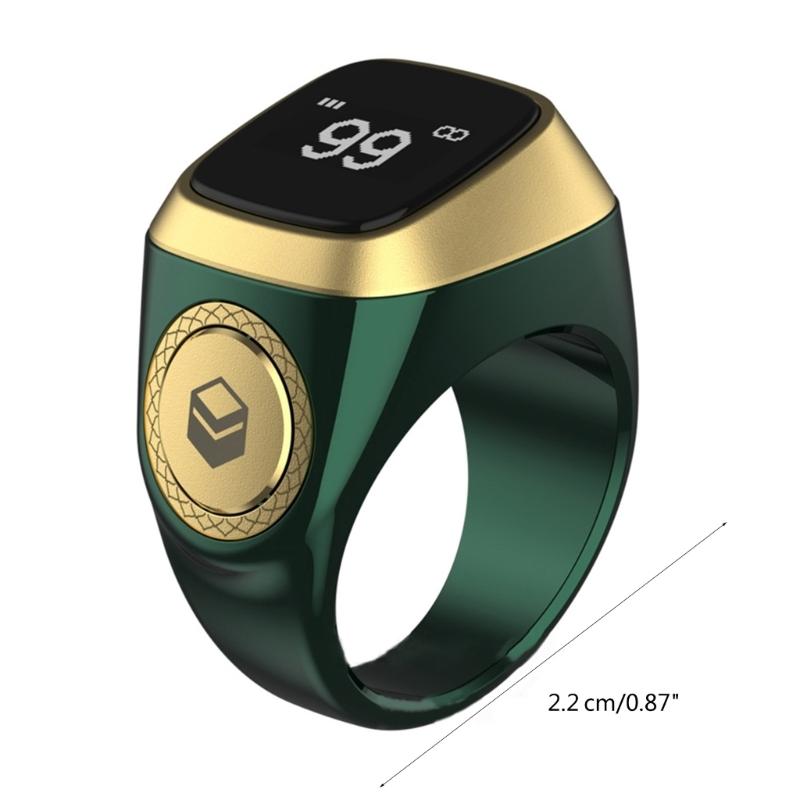 Исламский счетчик молитв 22 мм Тасбих Счетчик колец Носимые кольца Цифровой дисплей Напоминание о времени молитвы