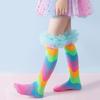 Радужные Колготки с Лоскутным Узором для Девочек, Сборки, Праздничные, Детские, Носки Принцессы, Модные, Мягкие, Без Пятки, Детские, Осенние, Весенние, Длинные Носки