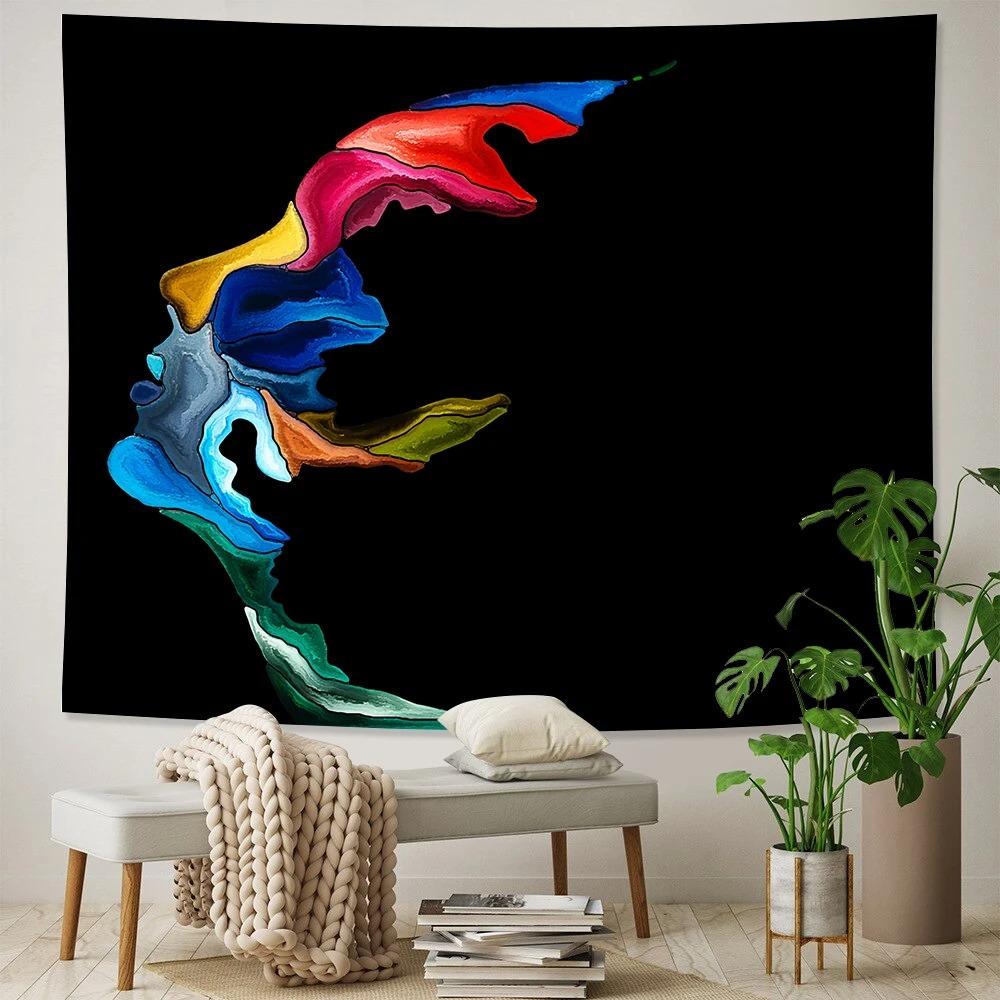 Абстрактный персонаж Боковая сторона Узор Подвесной Ткань Спальня Гостиная Гобелен Домашнее Настенное Украшение Гобелен
