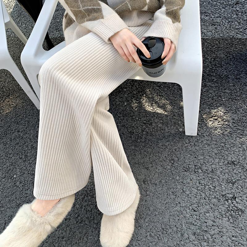 Fashion High Waist Women's Straight Leg Pants Autumn and Winter Elegant Casual Loose Simple Long Pants Ladies Solid Color Trousers 2347