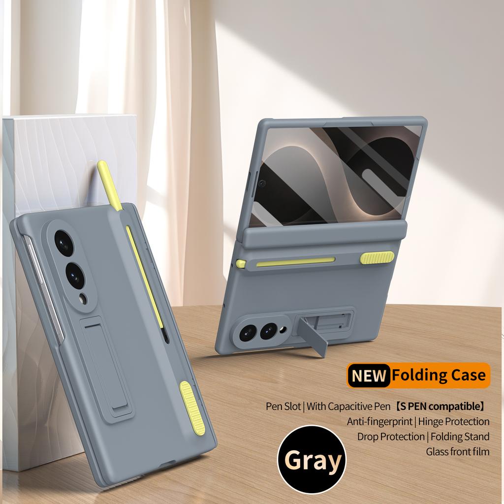 Оригинальный защитный чехол-шарнир для Samsung Galaxy Z Fold 8 Wide, включая стилус, складную защитную пленку из закаленного стекла и подставку