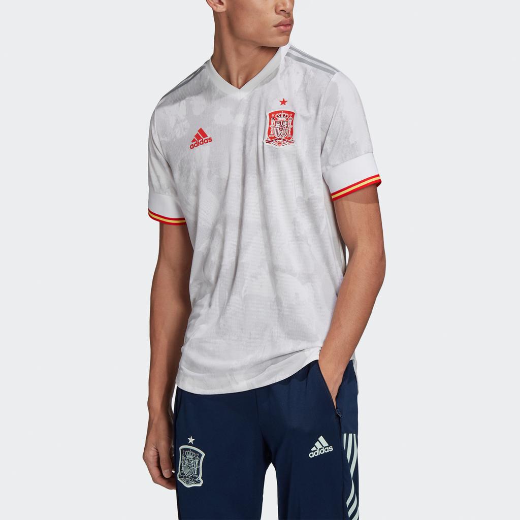 Adidas Spain National Team Away Authentic Jersey Men Sports Short Sleeve Soccer Jersey White FI6239