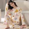 Ladies Pajamas Two-Piece Spring And Autumn Pajamas Female Long-Sleeved Cute Cartoon Loose College Style Homewear Female Suit