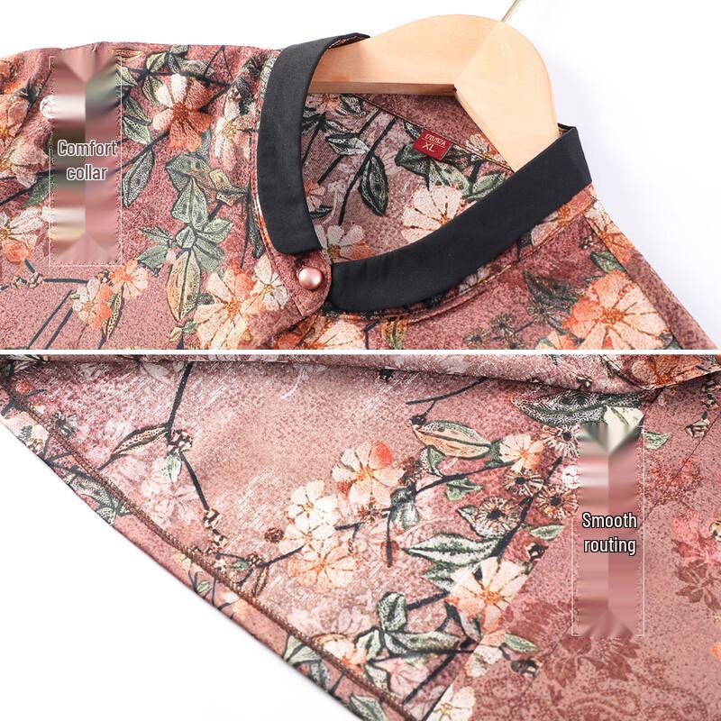 Elderly Women's Embroidered Spring Autumn Shirt