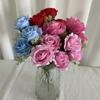 Bridal Silk Bouquet 5branch Artificial Flowers Weddings Decor Photography Props