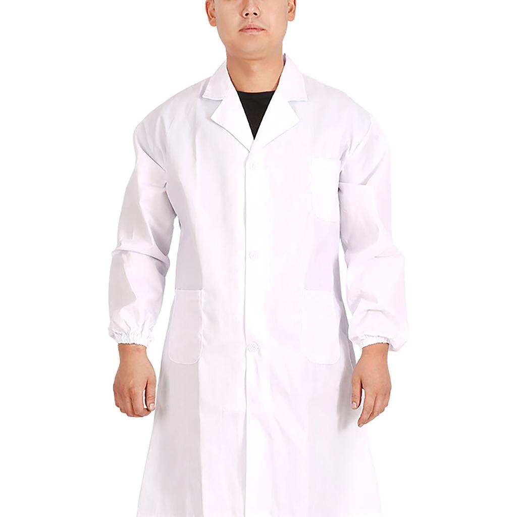 Профессиональный лабораторный халат мужской женский мягкий хлопковый с длинным рукавом стоматологический больничный белый халат хлопковый эластичные манжеты L