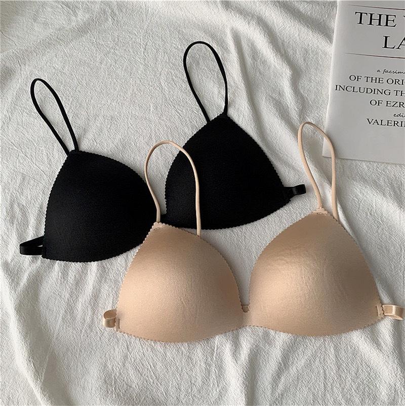 Women's Bra Seamless Underwear Ultra-thin Sexy Lingerie Thin Shoulder Strap Girls Backless Bra Push Up Bra One Piece Bralette