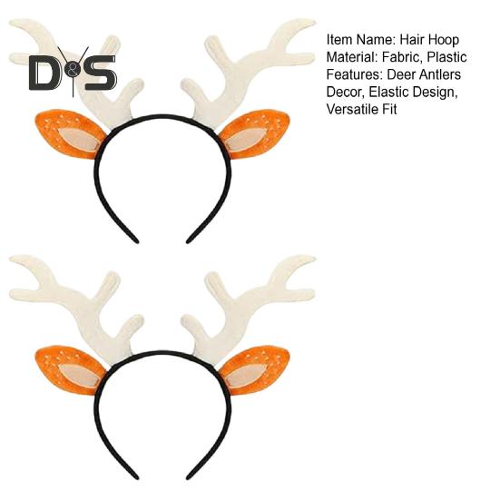 2 шт. повязка на голову в виде рогов оленя, рождественский обруч для волос в виде косплея, для взрослых, реалистичные уши в виде рогов оленя, аксессуар для волос