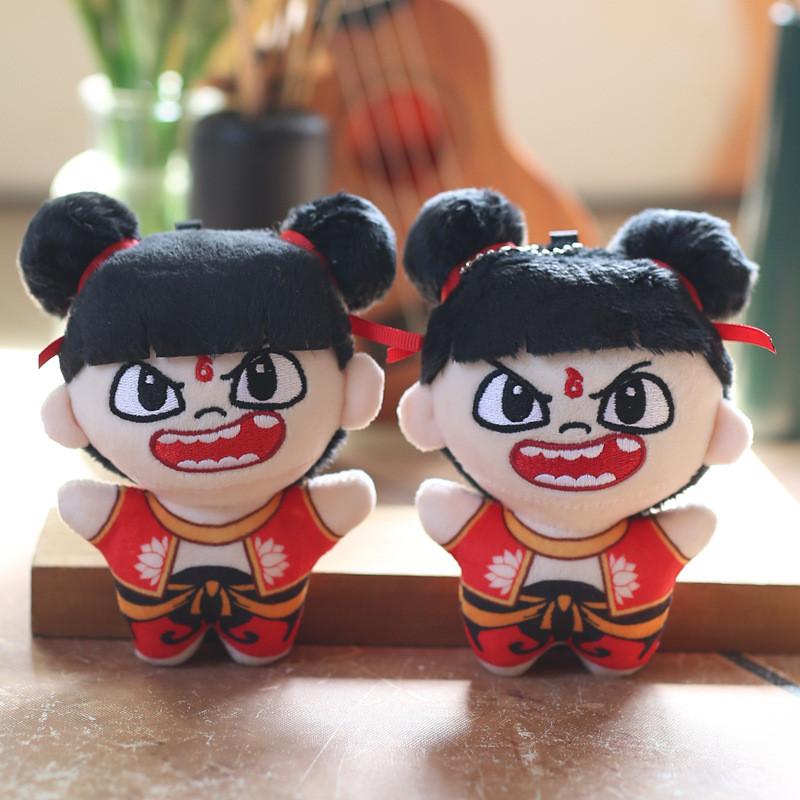 Stuffed Plush Nezha Doll Keychain Toy Backpack Decor Gift For Kids Girls Boys