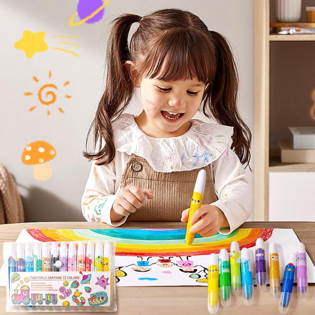 12 12-цветных нетоксичных вращающихся мелков