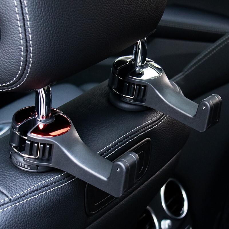 2 in 1 Car Headrest Hook with Phone Holder Seat Back Hanger for Cloth Foldble Clip Bag Handbag Purse Grocerys Organizer