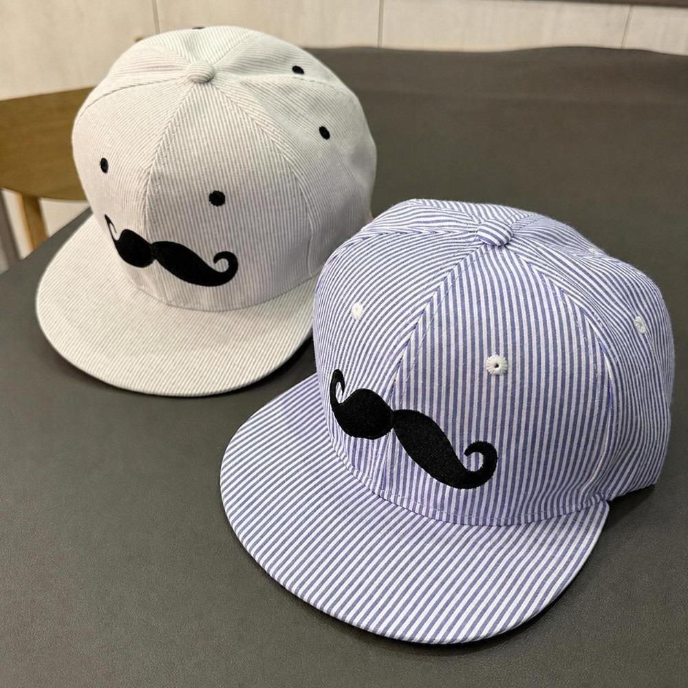 Striped Mustache Snapback Cap Flat Brim Trucker Hat Stylish Baseball Hat Unisex