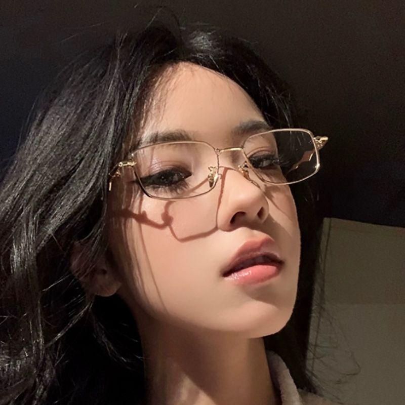 Y2K Harajuku ретро маленькие квадратные очки для женщин металлические очки прозрачные очки для чтения очки с блокировкой синего света