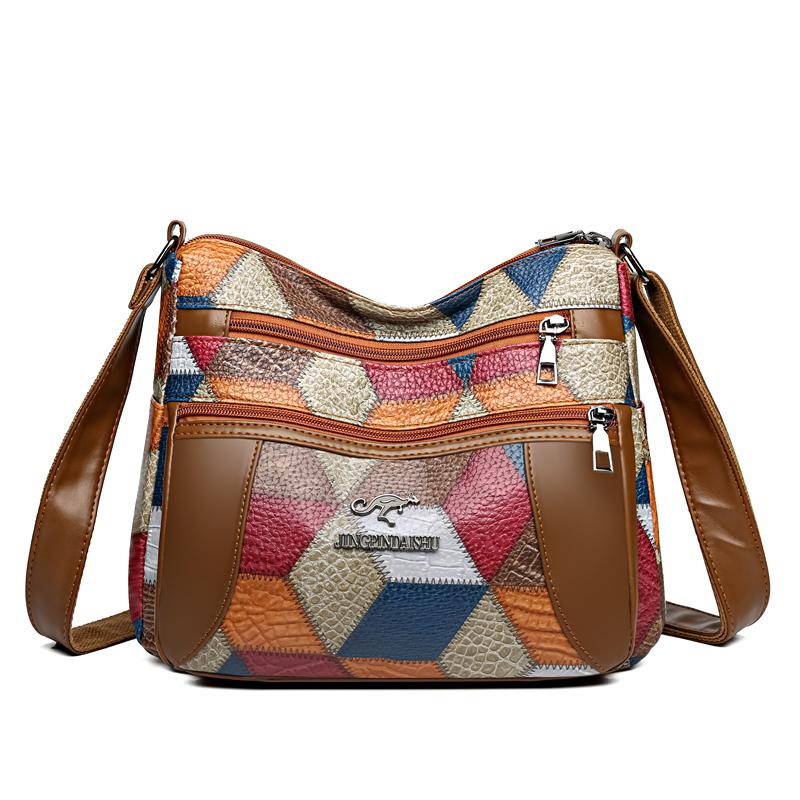 Women's Bag Multi-Layer Shoulder Crossbody Bag Large Capacity Soft Leather Mother Travel Bag Mobile Phone Bag