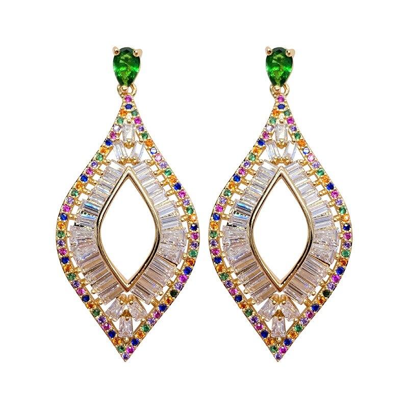 Брендовые ювелирные изделия для женщин, новые модные свадебные серьги с цветами, серебряные иглы, микро-паве, серьги-подвески с кубическим цирконием