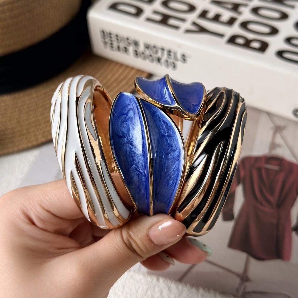 Gold Plated Color Enamel Cuff Bracelet Irregular Design Statement Jewelry Bracelet for Women