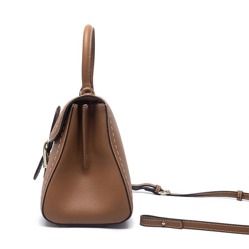 Женская модная сумка-седло из натуральной кожи с прострочкой, высококачественная сумка через плечо в форме подковы