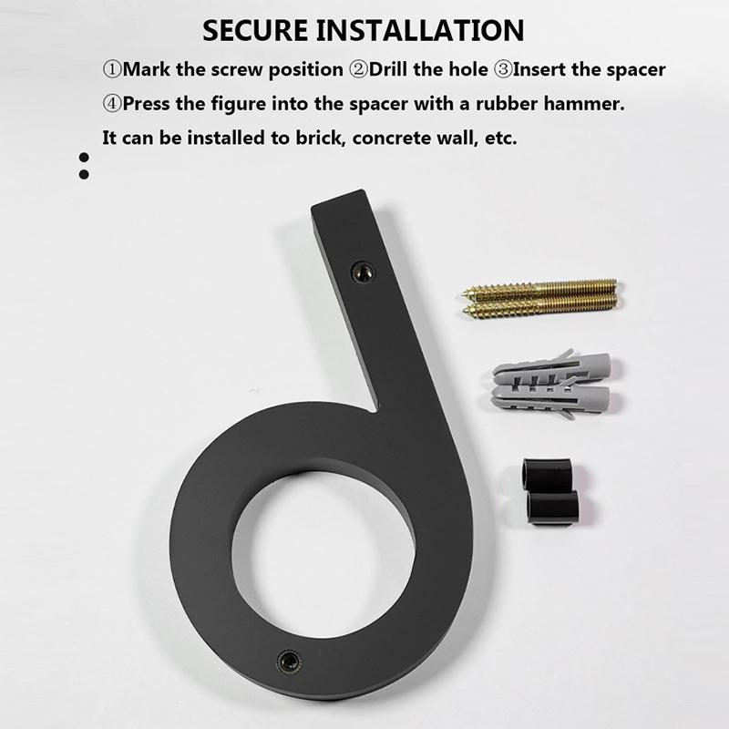 Адрес Большая Современная Дверь Алфавит Плавающий Дом Номер Буквы Знак #0-9 Черные Цифры 125 Мм 5 В Домашнем Уличном