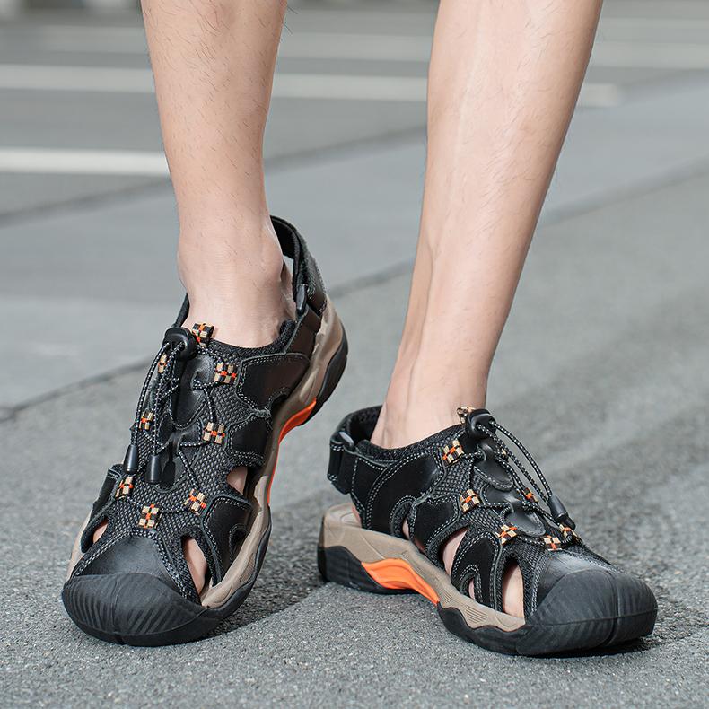 Летние модные мужские пляжные сандалии, высококачественные повседневные кроссовки, сандалии из натуральной кожи, мужские сандалии для отдыха на открытом воздухе, большой размер 39-48