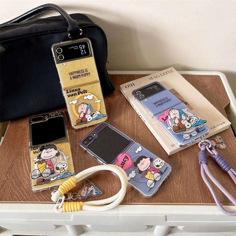 Cute Snoopy family Charlie Folding flip Fold Magsafe Wireless Charge Case For Motorola moto razr 40 50 Ultra 3D Magnetic Holder