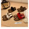 Fashion Retro Thick Bottom Height Increased by 4cm~ Cowhide Word with Outer Wear Cover Toe Herringbone Flat Bottom Toe Cool Slippers Female Summer