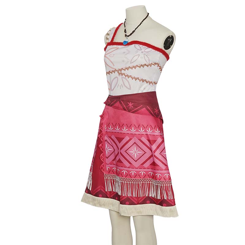 Костюм для косплея Моаны Женский наряд для приключений Комплект юбки Платье принцессы для переодевания с ожерельем для Хэллоуина Карнавальной вечеринки