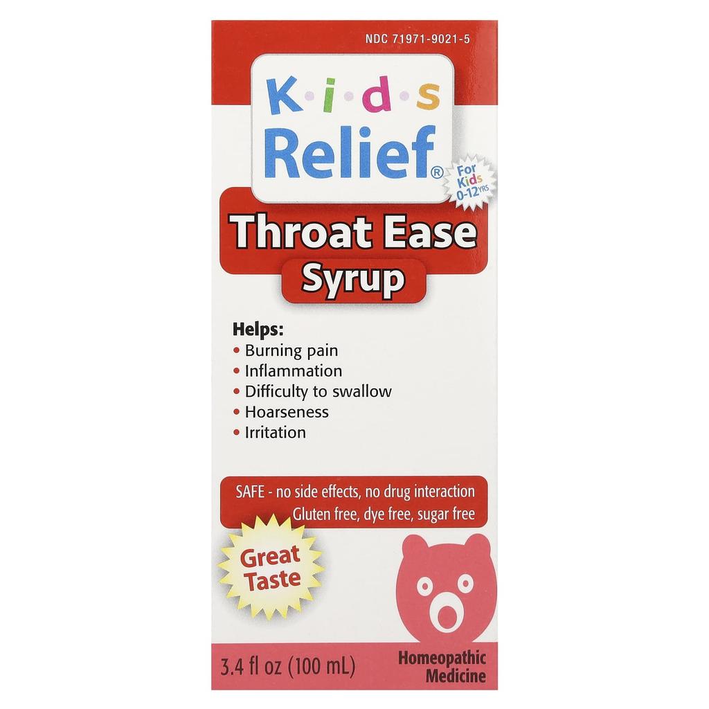 Homeolab USA, Kid's Relief®, Sore Throat Relief Syrup, Ages 0-12, 3.4 Fl Oz (100 Ml)
