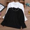 Girls Tops Spring Autumn Cotton White Blouse O-Neck Long Sleeved T-Shirt Black Simple Bottoming Shirt Children's Clothing