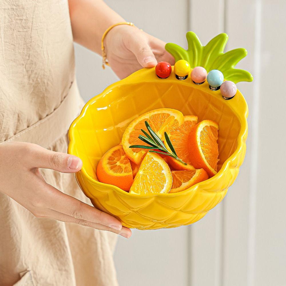 Cream-Style Fruit Serving Plate Reusable Ceramic Fruit Bowl Salad Dessert Bowl Kitchen Use