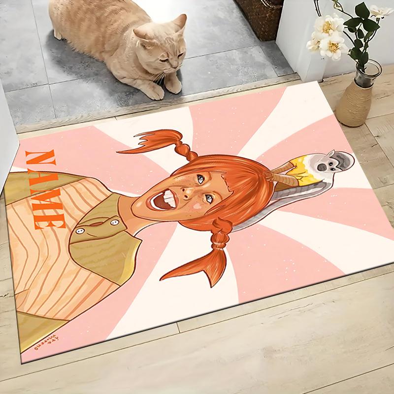 Custom Name Pippi Adventures Carpet Rug Customizable Soft Washable Anti-Slip Home Living Room Sofa Mats Personalized Rug. 0909321