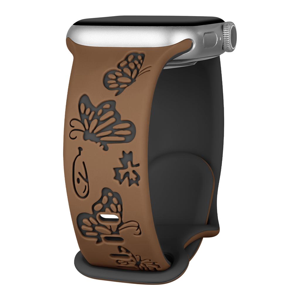 Гравированный ремешок для Apple Watch Band 45мм 44мм 42мм 41мм 40мм 49мм 46мм Силиконовый Correa Браслет Серия 10 8 9 7 SE 6 5 4 Ultra 2
