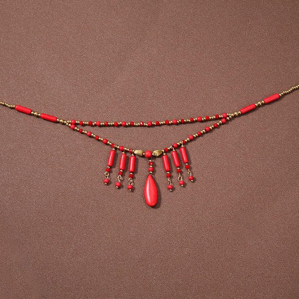 Ethnic Style Bohemia Hair Chain Tassel Women Head Chain Ethnic Style Forehead Chain Exotic Headbands Necklace