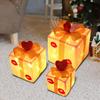 3Pcs Christmas Lighted Gift Boxes Decorations with Bows Present Ornaments for Outside Holiday