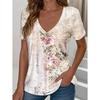 Women's T Shirt Floral Graphic Vintage Stylish Classic Short Sleeve V Neck Regular Tops Daily Print