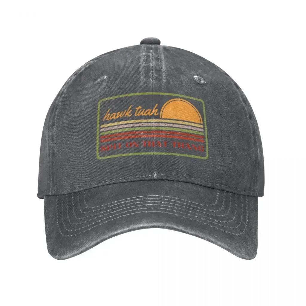 Hawk Tuah Sunset Orange Unisex WoUnisex Baseball Cap Funny Distressed Cotton Caps Hat Vintage Outdoor Activities Headwear
