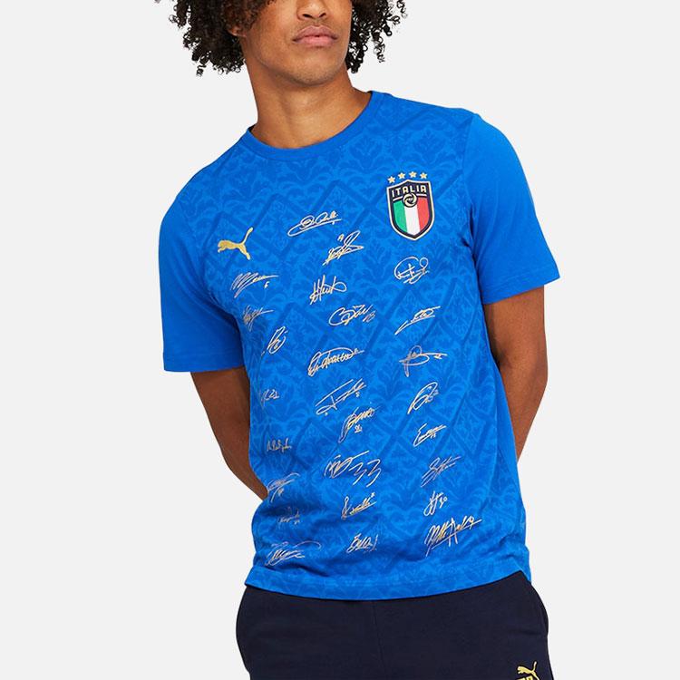 Puma Футболка с короткими рукавами и короткими рукавами для сборной Италии Signature Edition, синие топы с надписью Victory 769992-04