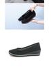 2025 New Style Women's Black Mesh One-Strap Wedge Heel Nurse Shoes, Flat Bottom with Hollow Design.