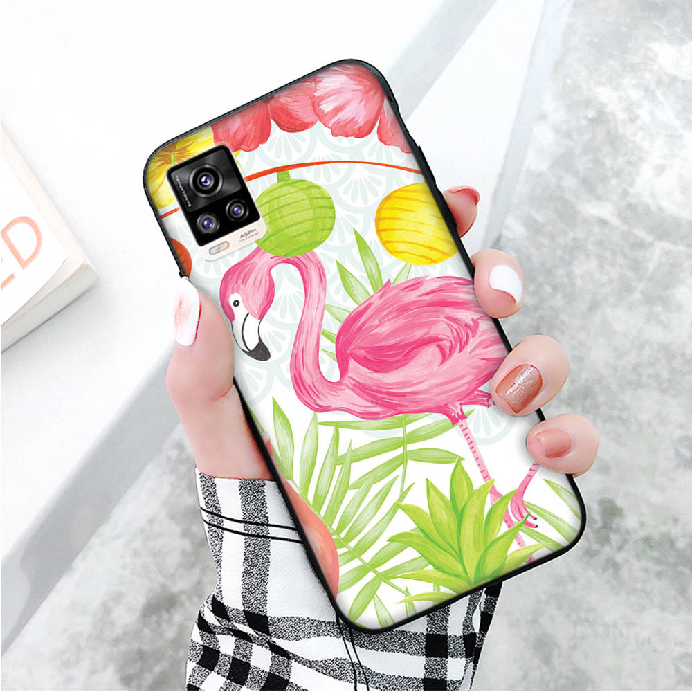 Черный чехол для Xiaomi Redmi 13C Note 9 iPhone XR 7 8 14 15 11 12 13 X XS Pro Max Samsung A25 S23 S24 FE Ultra Plus Flamingo