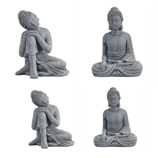 Статуя Будды, креативная детальная небьющаяся осанка, крошечный размер, реалистичная ручная роспись, уличная статуя Будды в помещении, сидящая фигурка