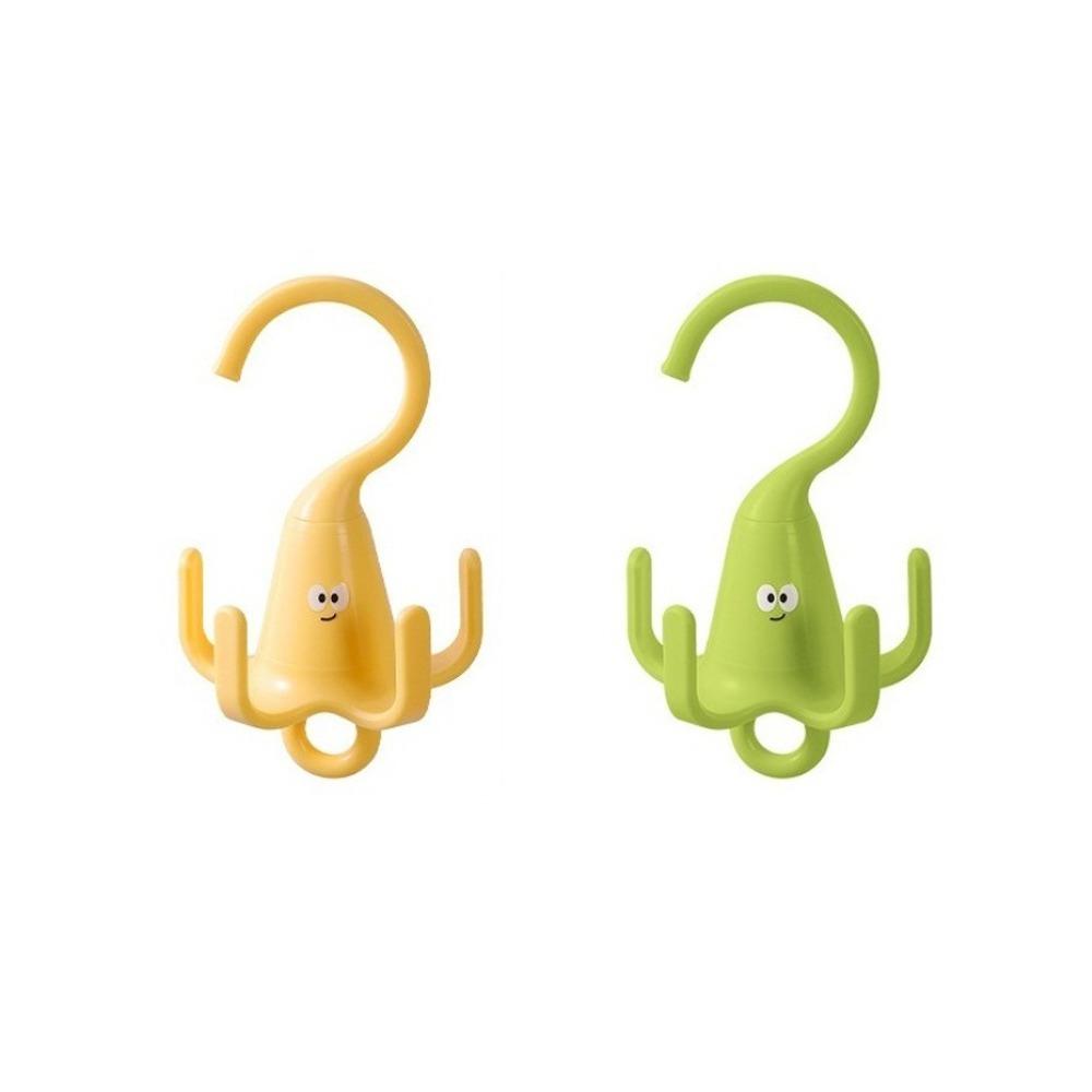 2 Pieces Plastic 360° Rotating Clothes Hook Cartoon Space Saving Rotatable Closet Hooks Decorative Five Claw Hook For Wardrobe