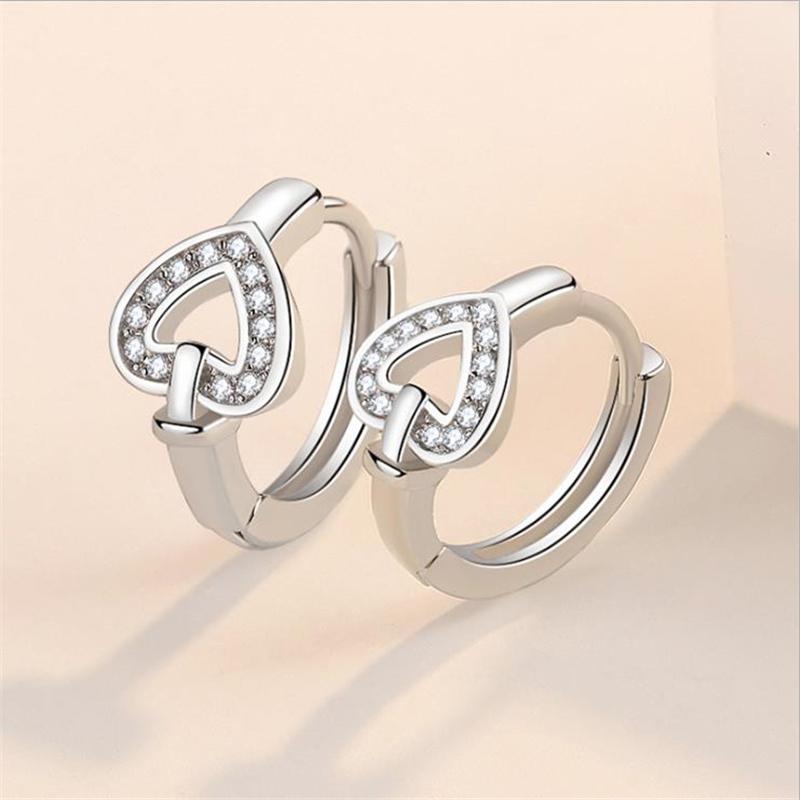 Модные серьги из стерлингового серебра 925 пробы для женщин, ювелирные изделия, подарок, милые обручи с кристаллами в форме сердца, женские серьги с камнями, Анити, аллергия