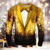 Mens Long Sleeve Tshirts 3D Print Christmas Snowflake Pattern Suit Tee Shirts Tops Streetwear Mens Crew Neck Plus Size T Shirt