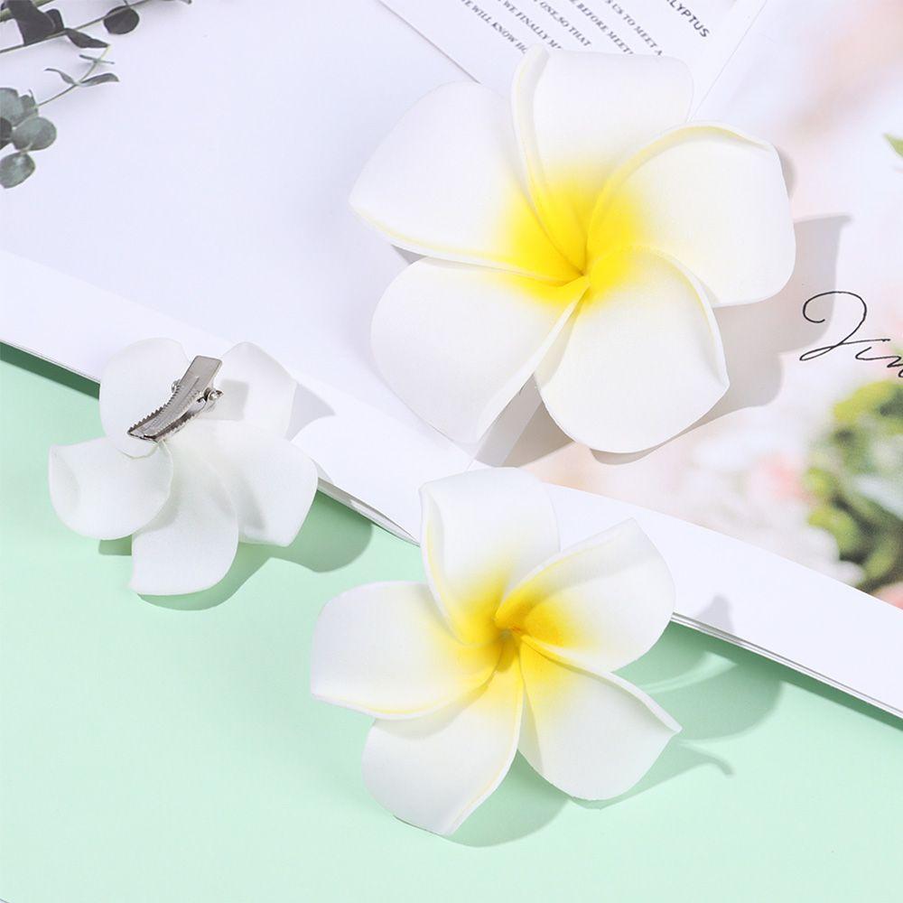 Gift Simulation Women Girl Beach Seaside White Plumeria Hairpin Flower Hair Clip