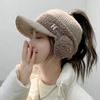 Fashion Trend With Earflaps Empty Top Baseball Caps Lambswool Knitted Women's Hat Autumn Winter Thicker Warm Cap