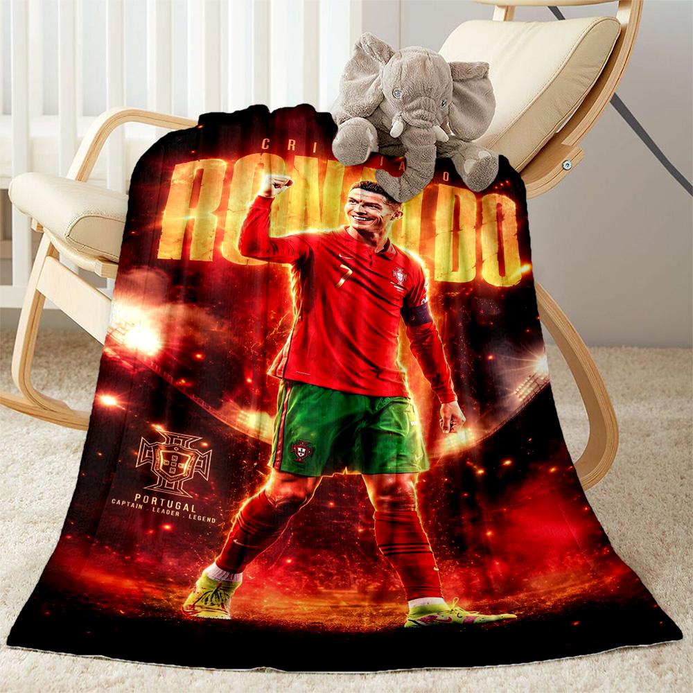 Ronaldo's Superstar Legacy: Moonlit Vision Blanket Soft Warm Cozy Perfect for Office Chair Couch Picnics Four Seasons Universal Playful Design